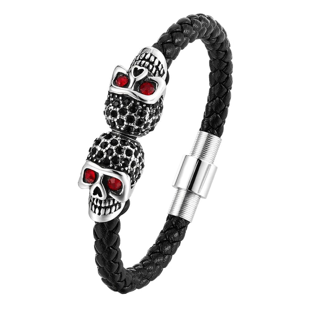 Bracelet Tête de Mort en Perles de Culture Noires - Argent 925 - SKULL Bracelet Tête de Mort en Perles de Culture Noires - Argent 925 - SKULL