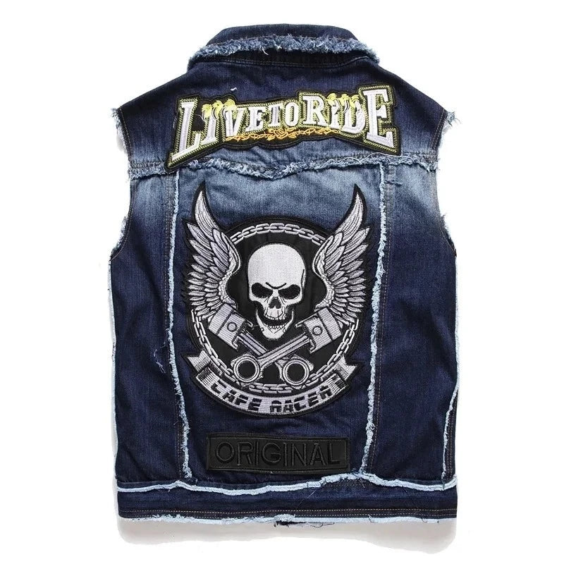 Veste orders en jean avec tete de mort