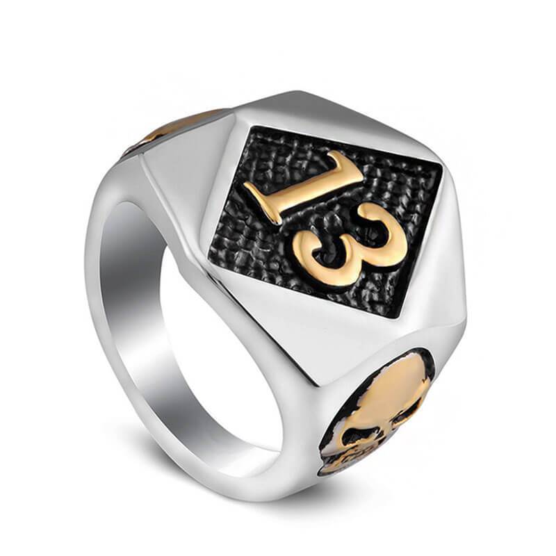 Bague Chevalière Skull Noir Acier Inoxydable - Taille 7 à 13 Style Biker Punk Gothique Modèle 2902 Neuf