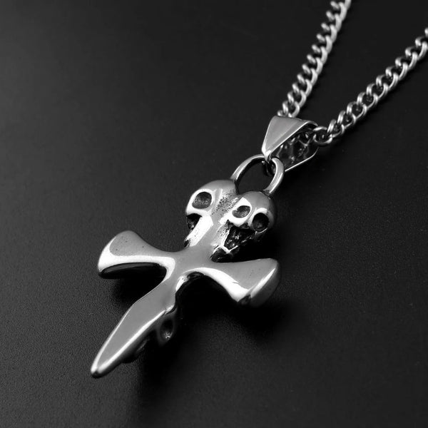 Collier Croix Tête de Mort – Style Biker
