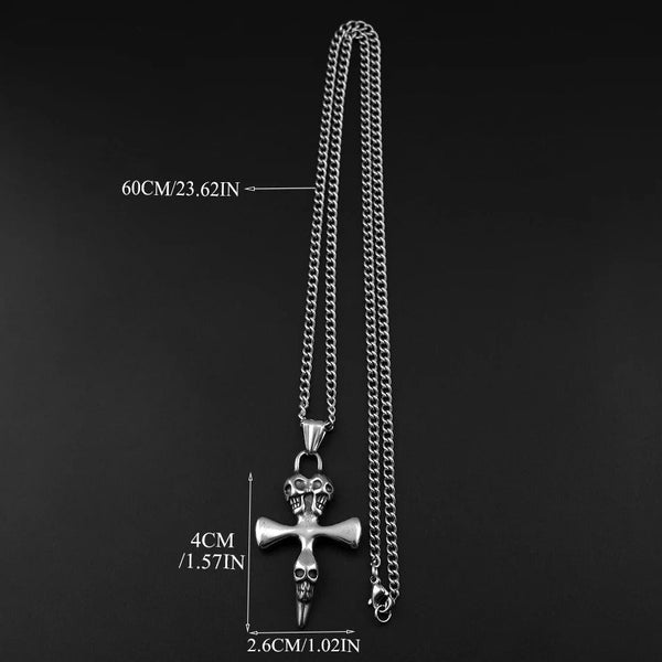 Collier Croix Tête de Mort – Style Biker