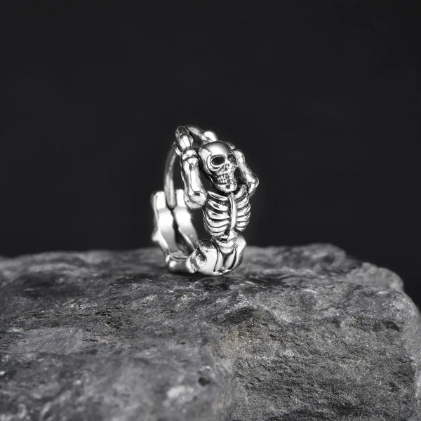 Boucle d'Oreille Tête de Mort Squelette en Acier Inoxydable – vue 6