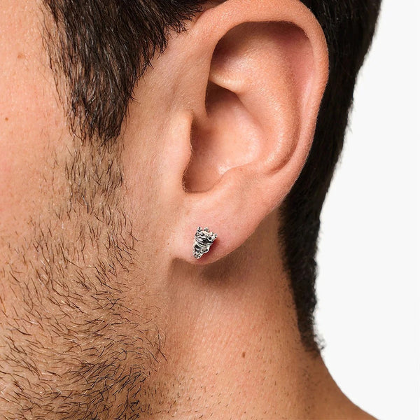 Boucles d'Oreilles Tête de Mort Couronne Argentée – vue 5