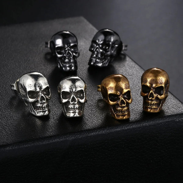 Boucles d'Oreilles Tête de Mort Crâne Vintage – vue 2