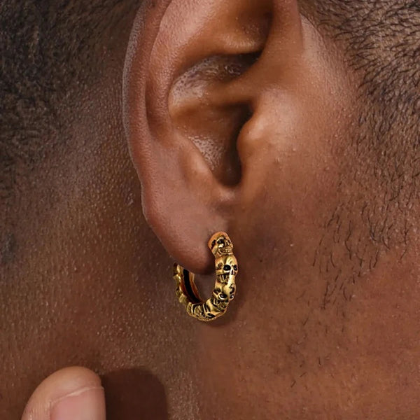 Boucles d'Oreilles Tête de Mort Créoles Multi Crânes – vue 4