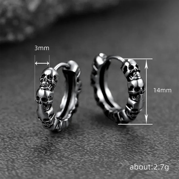 Boucles d'Oreilles Tête de Mort Créoles Multi Crânes – vue 7