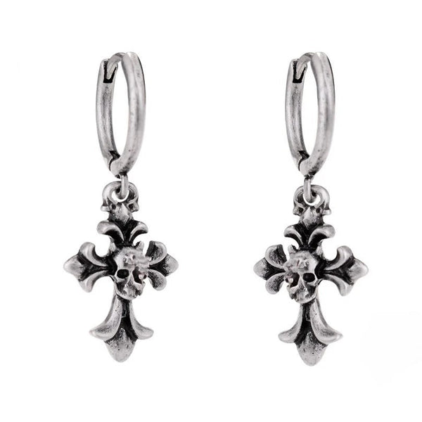 Boucles d'Oreilles Tête de Mort Croix Gothique – vue 1