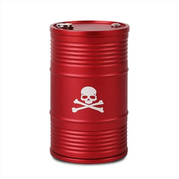 Cendrier tête de mort pour voiture en métal rouge, petit baril cylindrique avec crâne et os croisés blancs