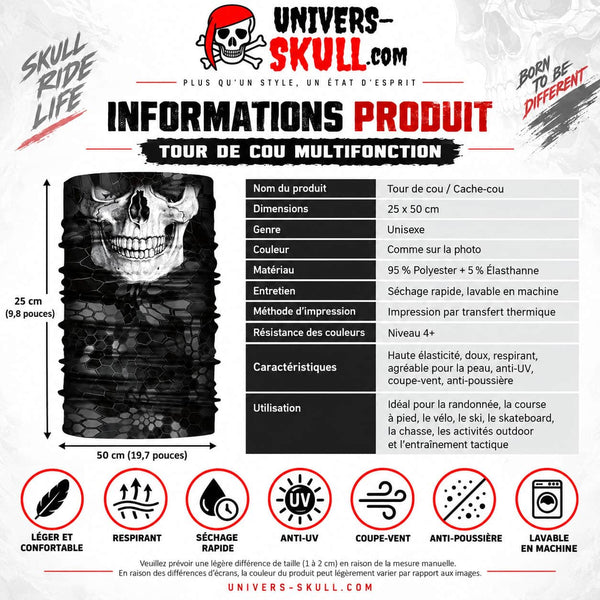 informations sur tour de cou tête de mort