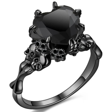 Bague Tête de Mort Femme Avec Cœur