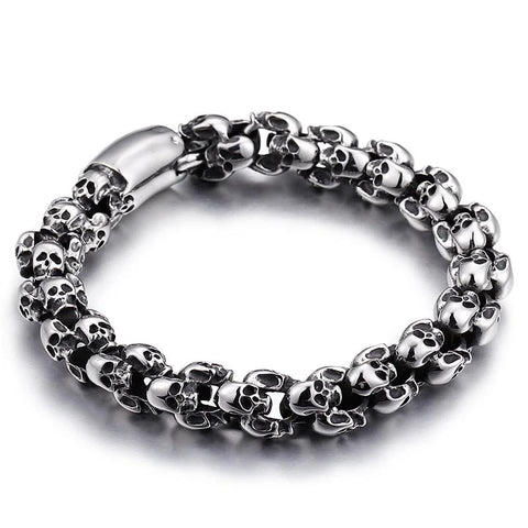 Bracelet King Beast Skull perles Oeil de Faucon et Tête de mort Bracelet King Beast Skull perles Oeil de Faucon et Tête de mort