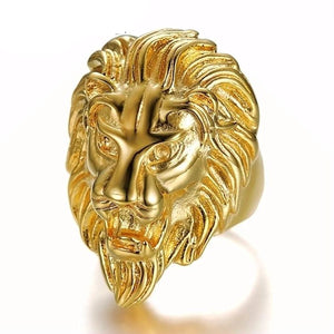 bague tête de lion or