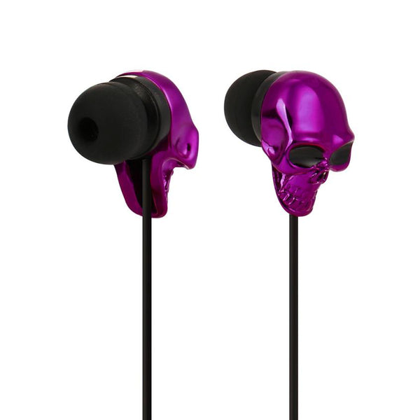 Écouteurs intra-auriculaires tête de mort violet