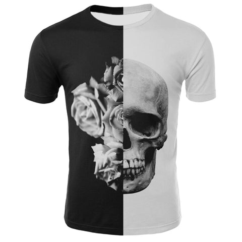 T-Shirt Tête de Mort Noir et Blanc