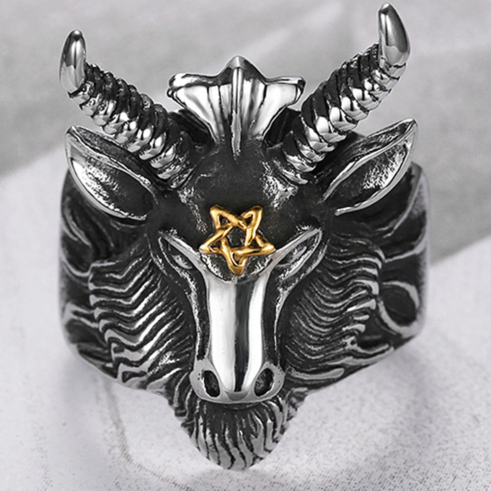 Bague Tete de Mort Belier Dore