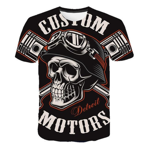 T-shirt Noir Harley Tête De Mort – Style Moto Vintage 100% Coton Confortable Et Résistant