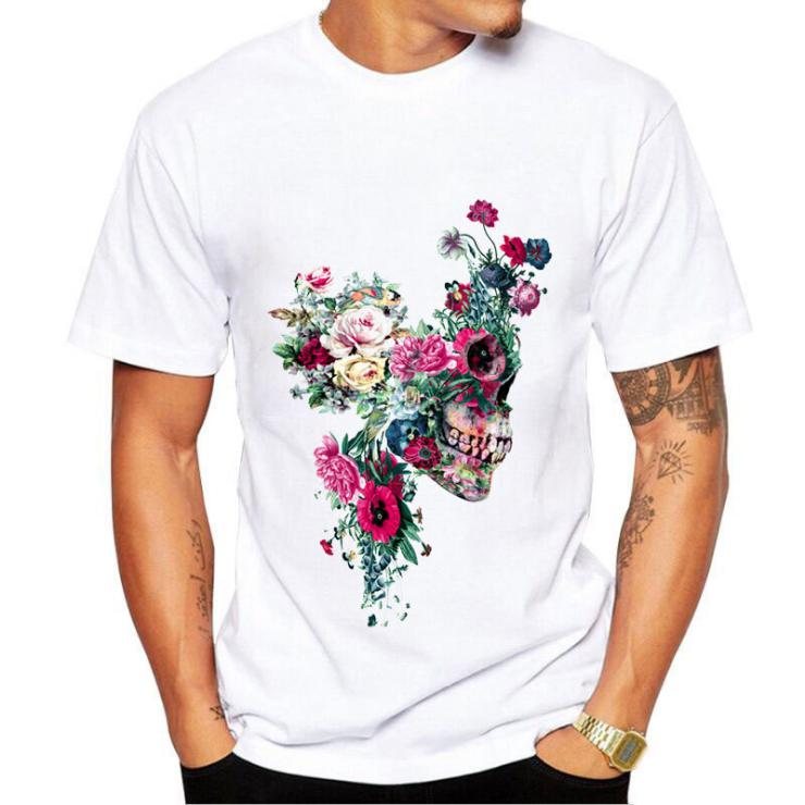 T-Shirt Tête de Mort Fleur