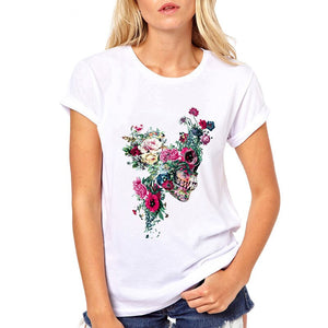 T-shirt blanc homme - Skull and roses