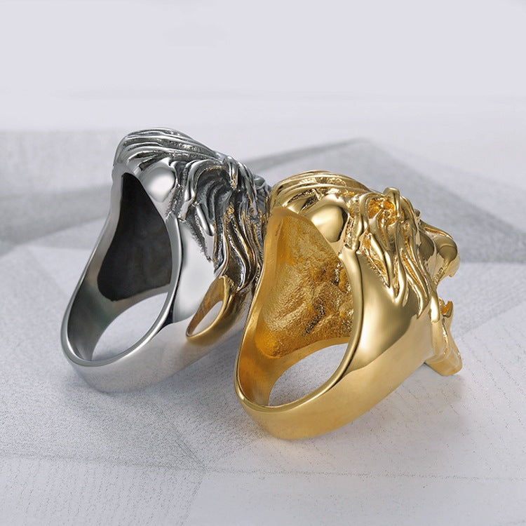 Bague Tete de Mort Tete de Lion Argent