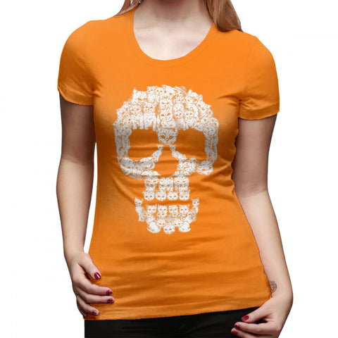T-Shirt Orange Tête de Mort 