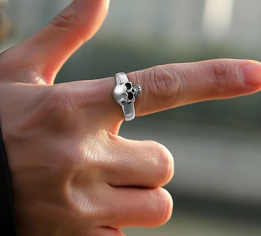 Bague Tête De Mort En Argent Massif 925 – Tour De Doigt 59, Design Gothique, Neuf Sans Emballage