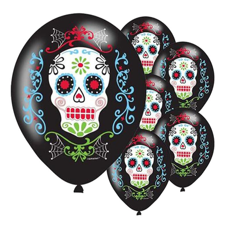 Ballons Tête de mort Dia de los Muertos (lot de 10)