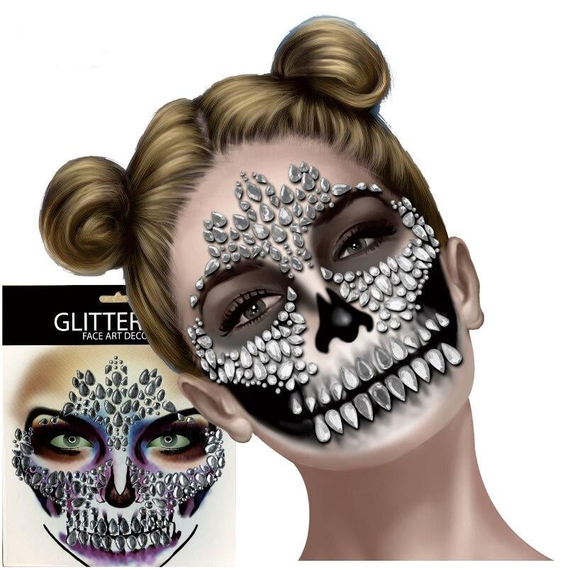 Maquillage Tête de Mort strass autocollants - Univers-Skull