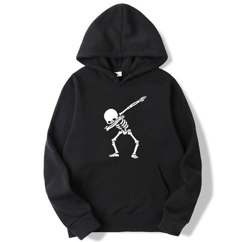 Sweat à Capuche Homme Motif Tête De Mort - Poche Kangourou, Cordon De Serrage - Style Décontracté Ado