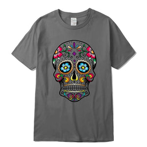 T-Shirt Tête de Mort Mexicaine Gris