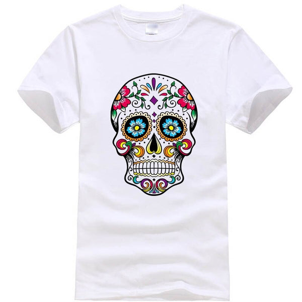 T-Shirt Tête de Mort Mexicaine Blanc