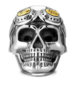 Bague Tête de Mort Aviateur Courageux