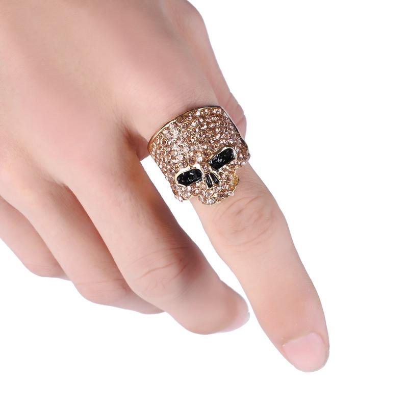 Bague Tete de Mort Strass Univers Skull