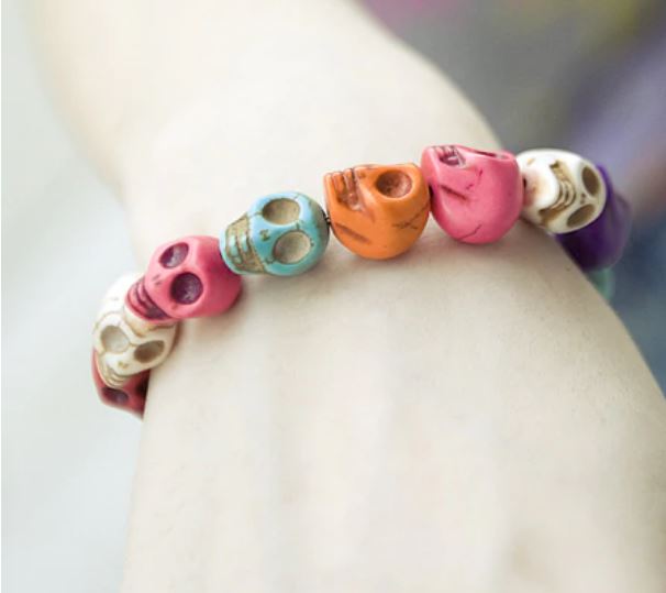 Bracelet Têtes De Mort Multicolore - Style Punk Rock, Neuf Sans Emballage