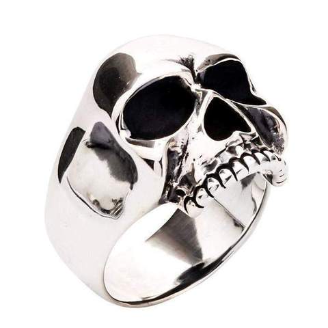 Bague Chevalière Tête De Mort En Argent Sterling 925 - Style Keith Richards, Taille 60, Occasion